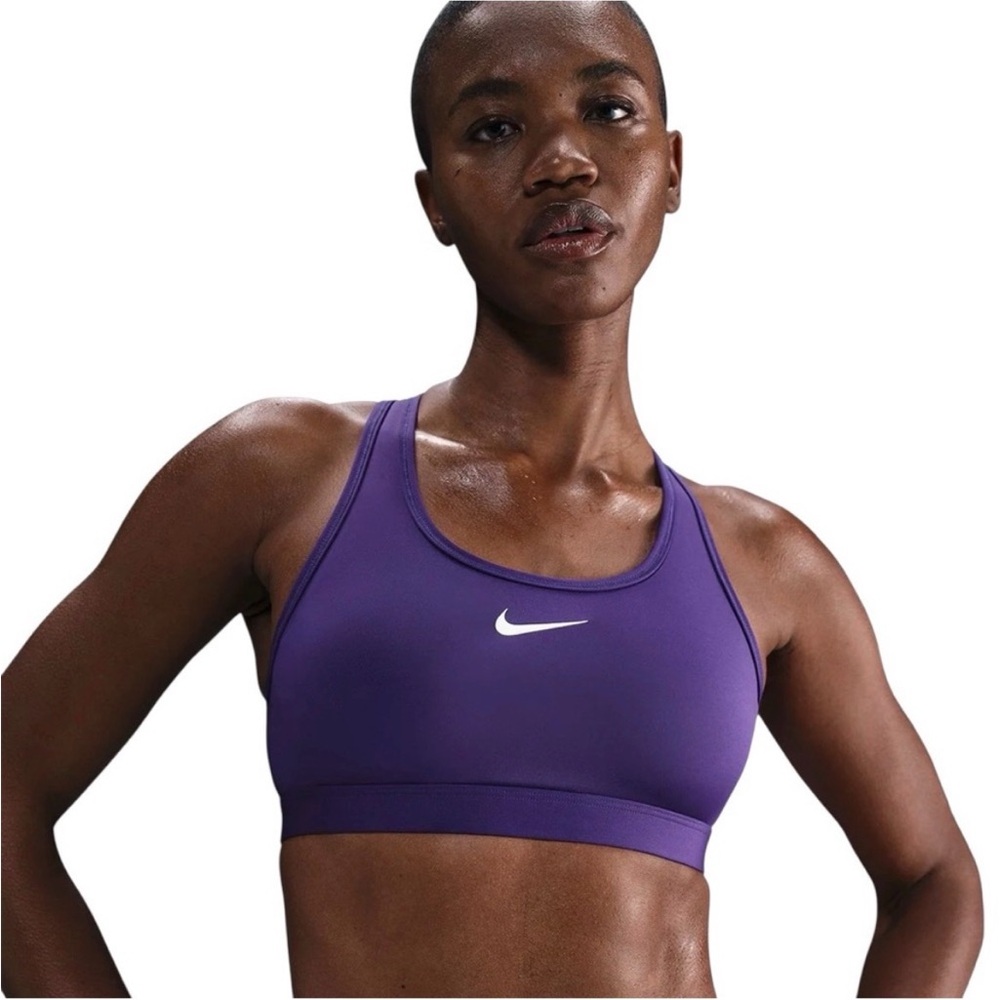 Nike Swoosh Womens Medium Padded Racerback Med Support Sports Bra Court Purple
